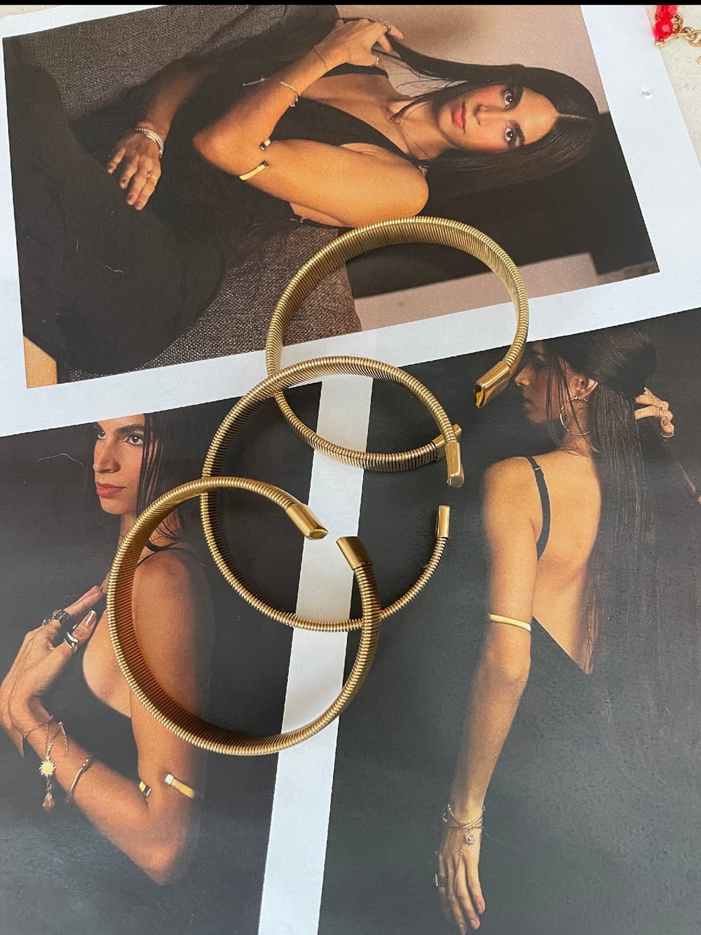 Gold Coil Cuff Bracelet - Women's Fashion Jewelry in stainless steel
